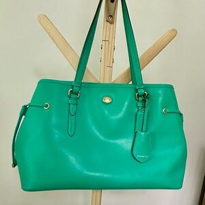 Coach Green Shoulder Bag with Gold Hardware